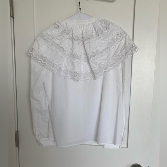 Sandro Paris White Blouse With Lace Collar. NWOT - Picture 2 of 5